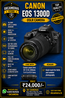 Canon EOS 1300D with EF-S 55-250mm f/4-5.6 IS II Lens